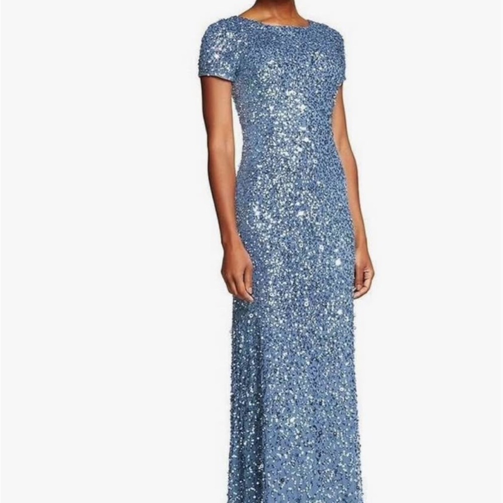 Adrianna Papell Sparkling Blue Maxi Dress